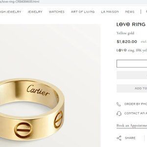 Cartier Yellow Gold Love Ring